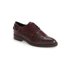 Coach Waverly Patchwork Burgundy Croc Suede Leather Oxford‎ 5.5 B Academia Fall